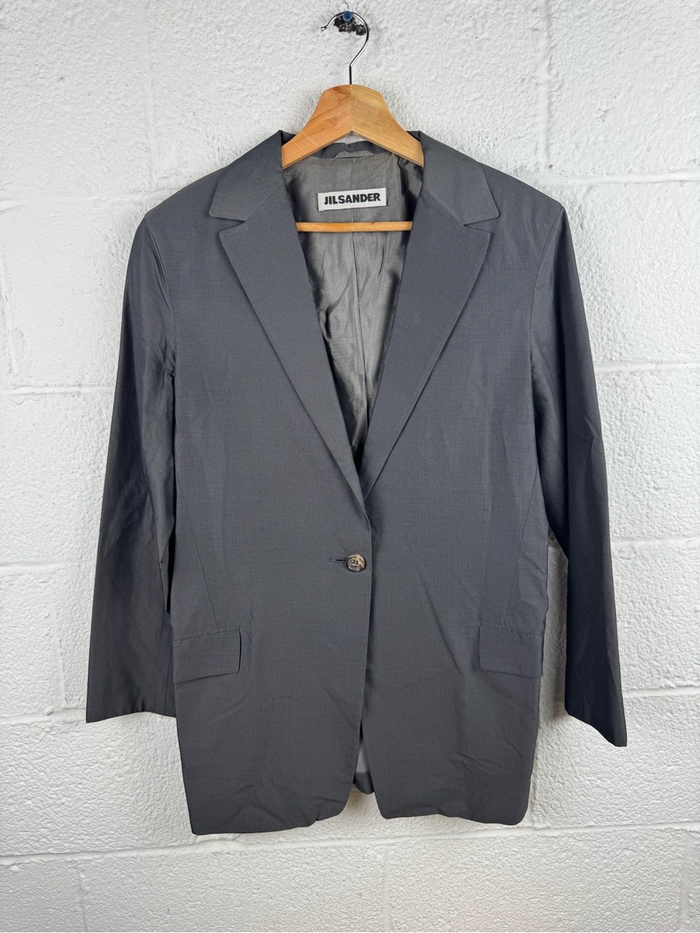 Jil Sander Gray Single Button Tailored Blazer Jacket Size 38 Made in Italy